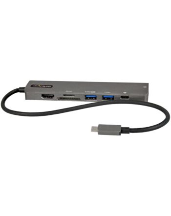StarTech.com USB C Multiport Adapter - USB-C to 4K 60Hz HDMI 2.0, 100W Power Delivery Pass-through, SD/MicroSD, 2-Port USB 3.0 Hub, GbE - USB Type-C Mini Dock - 12" Long Attached Cable