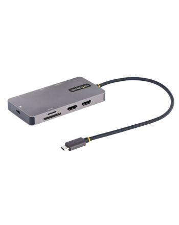 StarTech.com USB C Multiport Adapter, Dual HDMI Video, 4K 60Hz, 2Pt 5Gbps USB-A Hub, 100W Power Delivery Pass-Through/GbE/SD/MicroSD, 12"/30cm Cable, Travel Dock, Laptop Docking Station