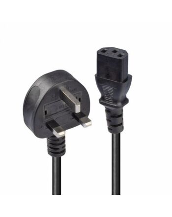 Lindy 10m UK 3 Pin Plug to IEC C13 Mains Power Cable, Black