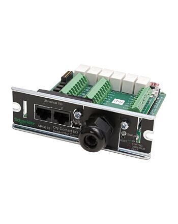 APC Dry contact, Management Options, Dry Contact I/O Card, monitor external UPS environmental sensors, output relays, and input contacts