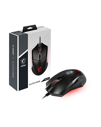 MSI CLUTCH GM08 Optical Gaming Mouse '4200 DPI Optical Sensor, 6 Programmable button, Symmetrical design, Durable switch with 10+ Million Clicks, Weight Adjustable, Red LED'
