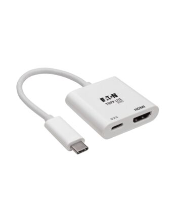 Tripp Lite U444-06N-H4K6WC USB-C to HDMI Adapter (M/F) - 4K 60 Hz, 60W PD Charging, HDCP 2.2, White