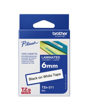 Brother TZe-211 label-making tape Black on white