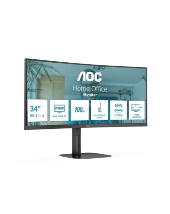 AOC V5 CU34V5C/BK LED display 86.4 cm (34") 3440 x 1440 pixels Wide Quad HD Black