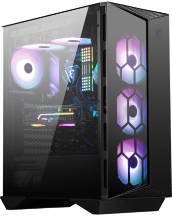 MSI MPG GUNGNIR 110R Mid Tower Gaming Computer Case Black, USB 3.2 Gen2 Type C, 4x 120mm ARGB Fan, Mystic Light Sync, 1 to 6 ARGB Control board, 2x Tempered Glass Panels, ATX, mATX, mini-ITX