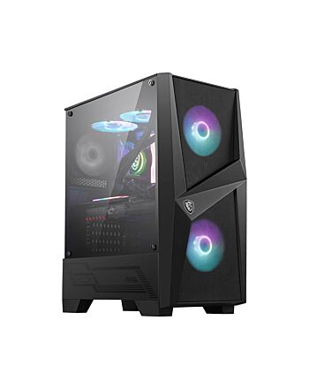 MSI MAG FORGE 100R Mid Tower Gaming Computer Case 'Black, 2x 120mm ARGB PWM Fan, 1x 120mm Fan, 1-6 ARGB Hub, Mystic Light Sync, Tempered Glass Panel, ATX, mATX, mini-ITX'