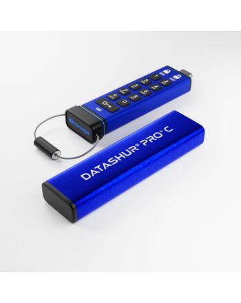 iStorage datAshur PRO+C 256GB | Secure USB Type-C Memory Stick | FIPS 140-3 Level 3 pending | PIN protected | Type C-A adapter included.
