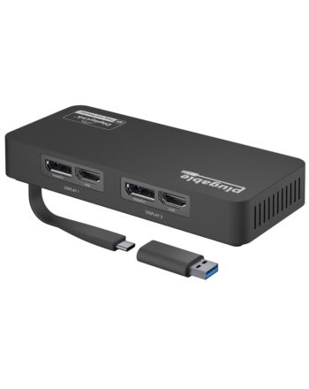 Plugable Technologies 4K DisplayPort and HDMI Dual Monitor Adapter for USB 3.0 and USB-C, Compatible with Windows