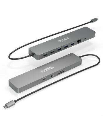 Plugable Technologies 11-in-1 USB-C Hub, 100W USB-C Pass-through, Laptop Docking Station Dual Monitor, 4K 60Hz HDMI, Compatible with Thunderbolt, Windows, Chromebooks, Displays Mirrored on Mac