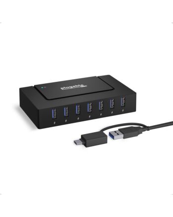 Plugable Technologies 7-in-1 USB Charging Hub for Laptops with USB-C or USB 3.0 - USB Charging Station for Multiple Devices and USB Data Transfer with a 60W Power Adapter