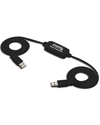 Plugable Technologies USB Transfer Cable, Unlimited Use, Transfer Data Between 2 Windows PC's, Compatible with Windows 11, 10, 7, XP, Bravura Easy Computer Sync Software Included