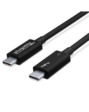 Plugable Technologies Thunderbolt 3 Cable 40Gbps Supports 100W (20V, 5A) Charging, 2.6ft / 80cm Thunderbolt-Certified USB C Compatible - Driverless