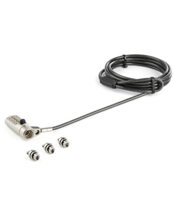 StarTech.com 6.5' (2m) 3-in-1 Universal Laptop Cable Lock - 4-Digit Combination Laptop/Desktop Security Cable Lock Compatible w/ K-Slot, Nano & Wedge Slot Computer - Anti-Theft Steel Cable