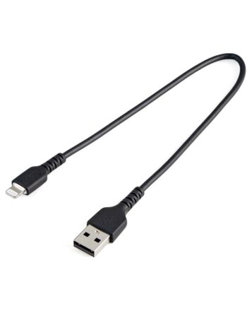 StarTech.com 12inch (30cm) Durable Black USB-A to Lightning Cable - Heavy Duty Rugged Aramid Fiber USB Type A to Lightning Charger/Sync Power Cord - Apple MFi Certified iPad/iPhone 12