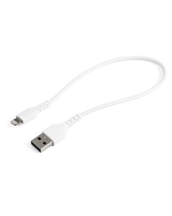 StarTech.com 12inch (30cm) Durable White USB-A to Lightning Cable - Heavy Duty Rugged Aramid Fiber USB Type A to Lightning Charger/Sync Power Cord - Apple MFi Certified iPad/iPhone 12