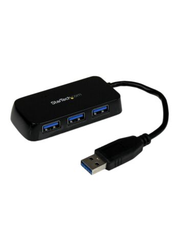 StarTech.com Portable 4 Port SuperSpeed Mini USB 3.0 Hub - Black~Portable 4 Port SuperSpeed Mini USB 3.0 Hub - 5Gbps - Black