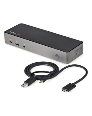 StarTech.com USB-C & USB-A Dock - Hybrid Universal Triple Monitor Laptop Docking Station DisplayPort & HDMI 4K 60Hz - 85W Power Delivery, 6x USB Hub, GbE, Audio - USB 3.1 Gen 2 10Gbps - TAA