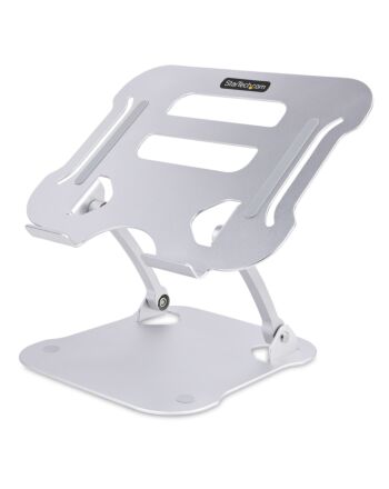 StarTech.com Laptop Stand for Desk, Ergonomic Laptop Stand Adjustable Height, Aluminum, Portable, Supports up to 22lb (10kg), Foldable Laptop Holder for Desk - Angled Notebook Computer Riser/Lift