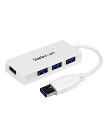 StarTech.com Portable 4 Port SuperSpeed Mini USB 3.0 Hub - White~Portable 4 Port SuperSpeed Mini USB 3.0 Hub - 5Gbps - White