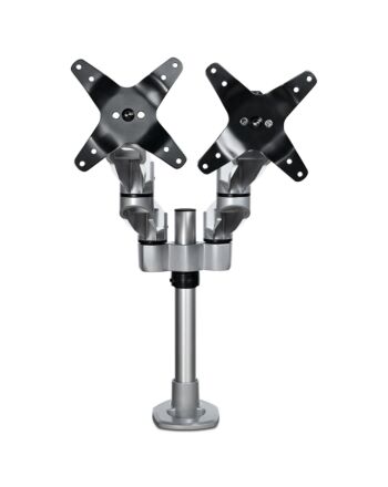 StarTech.com Desk Mount Dual Monitor Arm - Premium Articulating Monitor Arm - up to 30” VESA Mount Displays - Height Adjustable Monitor Mount - Rotate/Tilt/Swivel - Clamp/Grommet - Silver