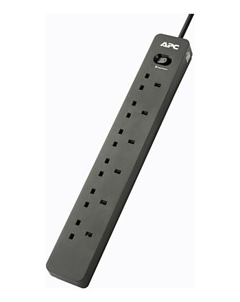 APC PME6B-UK surge protector Black 6 AC outlet(s) 220 - 250 V 2 m
