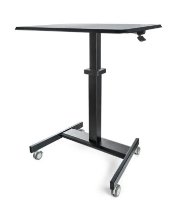 StarTech.com Mobile Standing Desk - Portable Sit Stand Ergonomic Height Adjustable Cart on Wheels - Rolling Computer/Laptop Workstation Table with Locking One-Touch Lift for Teacher/Student