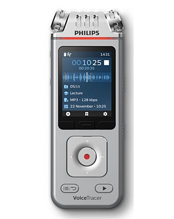 Philips DVT4115 Digital Voice Tracer Flash card Chrome, Silver