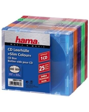 Hama CD Slim Box Pack of 25, Coloured 1 discs Multicolour