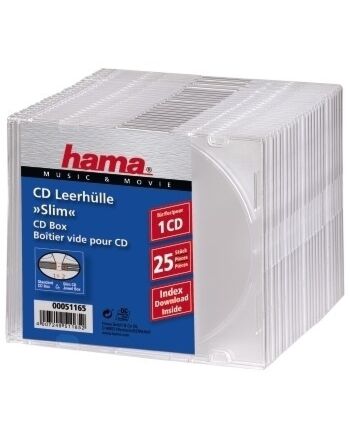 Hama CD Slim Box, 25 pcs./pack 1 discs Transparent