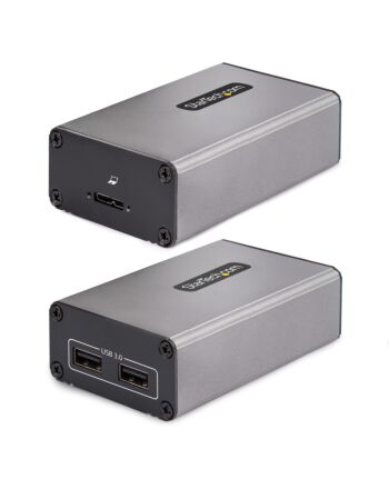 StarTech.com 2-Port USB 3.0 Extender over OM3 Multimode Fiber - LC/LC - 2x 5Gbps USB-A Hub - 350m (1150ft) Range - Durable USB Fiber Optic Extender - Optical USB Extender