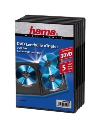 Hama DVD Triple Box, black, pack of 5 3 discs