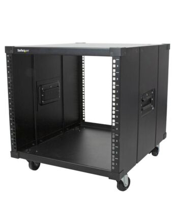 StarTech.com 4-Post 9U Mobile Open Frame Server Rack, Four Post Network Rack with Wheels, 19" Rolling Rack for Home/Office Narrow Floor Spaces, Small Data Rack for Computer/AV/IT Equipment - TAA Compliant