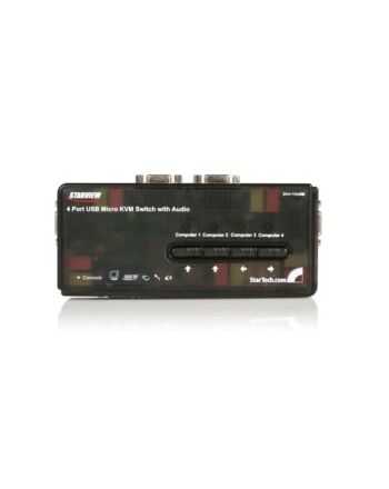StarTech.com 4 Port Black USB KVM Switch Kit with Cables and Audio