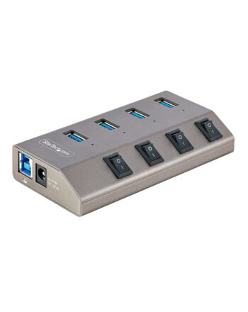 StarTech.com 4-Port Self-Powered USB-C Hub with Individual On/Off Switches, USB 3.0 5Gbps Expansion Hub w/Power Supply, Desktop/Laptop USB-C to USB-A Hub, USB Type C Hub w/BC 1.2