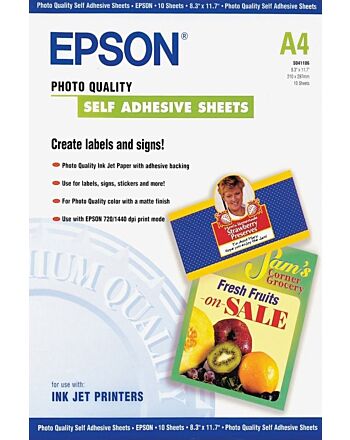 Epson Self-Adhesive Photo Paper - A4 - 10 Sheets