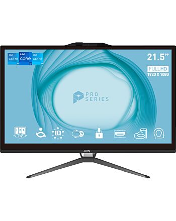 MSI Pro AP222T 13M Intel Pentium Gold G7400 All in One PC, (4GB RAM, 128GB SSD, Windows 11PRO), 21.5 Inch 10-point touch Screen/UHD Graphics/Type-C/COM Port/Dual LAN/HDMI/WiFi 5/BT 5.1/VESA/SD Card Reader