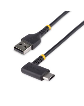 StarTech.com 1ft (30cm) USB A to C Charging Cable Right Angle - Heavy Duty Fast Charge USB-C Cable - Black USB 2.0 A to Type-C - Rugged Aramid Fiber - 3A - USB Charging Cord