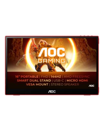 AOC 16G3 portable TV/monitor Portable monitor Black, Red 39.6 cm (15.6") TFT 1920 x 1080 pixels