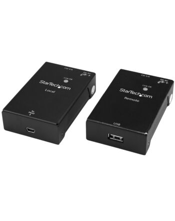 StarTech.com USB 2.0 Extender over Cat5e/Cat6 Cable (RJ45) - Up to 165ft (50m) - High Speed USB Port Extender Adapter Kit - Powered - USB over Ethernet Cable Extender - 480Mbps - Metal