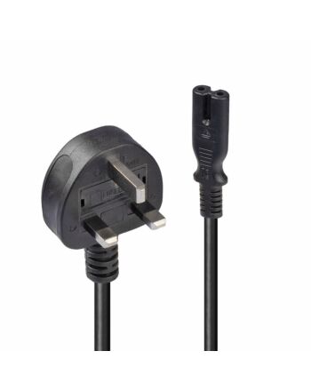 Lindy 2m UK 3 Pin Plug To IEC C7 Mains Power Cable, Black