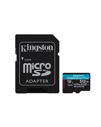Kingston Technology Canvas Go! Plus 512GB microSDXC Canvas Go Plus 170R A2 U3 V30 Card + ADP