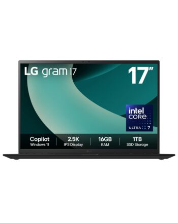 LG Gram 17Z90T-G.AA78A1 laptop Intel Core Ultra 7 255H Ultraportable 43.2 cm (17") 2.5K 16 GB LPDDR5x-SDRAM 1 TB SSD Wi-Fi 7 (802.11be) Windows 11 Home Black
