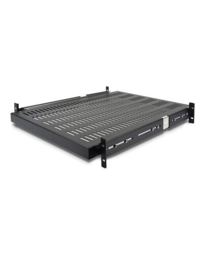 StarTech.com 2U Sliding Server Rack Mount Shelf - 20 to 30in Adjustable Mounting Depth - Vented - 50lb - Heavy Duty Universal 19” Rack Shelf for Equipment Rack - 24in Deep UNISLDSHF19