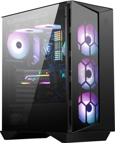 MSI MPG GNIR 110R Mid Tower Gaming Computer Case Black, USB 3.2 Gen2 Type C, 4x 120mm ARGB Fan, Mystic Light Sync, 1 to 6 ARGB Control board, 2x Tempered Glass Panels, ATX, mATX, mini-ITX MPG GUNGNIR 110R