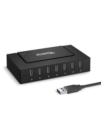 Plugable Technologies 7 Port USB Hub - USB Hub for Multiple Devices and USB 2.0 Data Transfer with a 60W Power Adapter USB2-HUB7BC-EU