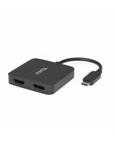 Plugable Technologies USB C to HDMI Adapter for Dual Monitors 4K 60Hz, Compatible with Windows, Chebook, USBC Thunderbolt USB4 Laptops, MST Extended Display Type C Multi HDMI Port Adapter, Driverless USBC-MSTH2 USBC-MSTH2