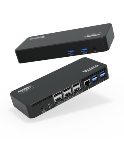 Plugable Technologies 12-in-1 USB C Triple Monitor Docking Station, Triple 4K Displays with 3x HDMI or 3x DisplayPort, Compatible with Mac, Windows, Thunderbolt, USB4, USB-C (60W PD, 6x USB Ports, Ethernet) UD-6950PDZ-UK