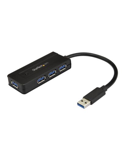 StarTech.com 4 Port USB 3.0 Hub (SuperSpeed 5Gbps) with Fast Charge – Portable USB 3.1 Gen 1 Type-A Laptop/Desktop Hub - USB Bus Power or Self Powered for High Performance – Mini/Compact~4 Port USB 3.0 Hub (SuperSpeed 5Gbps) with Fast Charge – Portable US ST4300MINI
