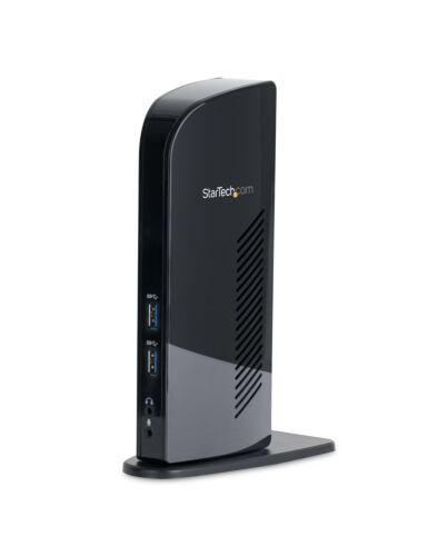 StarTech.com Dual Monitor USB 3.0 Docking Station with HDMI - DVI - 6 x USB Ports~Dual Monitor USB 3.0 Laptop Docking Station with HDMI & DVI/VGA, 6x USB-A Hub, GbE, Audio, Universal Type-A Dock - Windows/macOS/CheOS USB3SDOCKHD