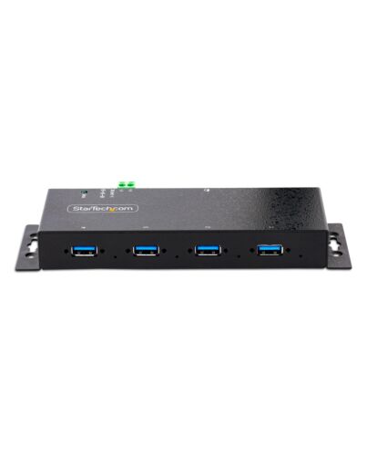 StarTech.com 4-Port Industrial USB 3.0 Hub with ESD Protection~4-Port USB 3.0 Hub - 5Gbps - Metal Industrial USB-A Hub - Wall or Desk Mountable USB Data Hub - TAA Compliant USB Expander Hub ST4300USBM